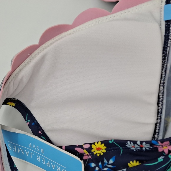 Draper James RSVP V-Neck Scallop Tankini Set Navy Blue S - Picture 6 of 13